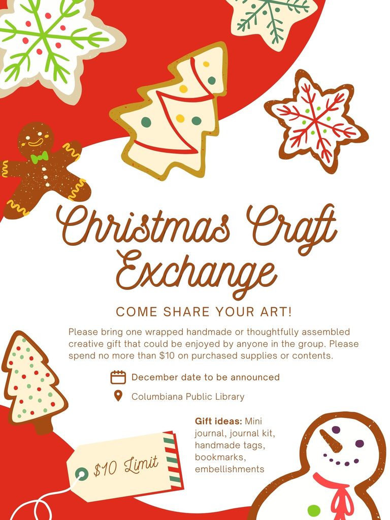 red and brown christmas cookie exchange event poster